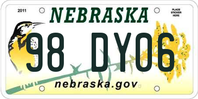 NE license plate 98DY06