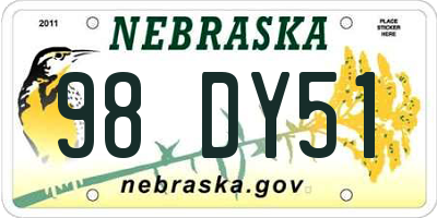 NE license plate 98DY51