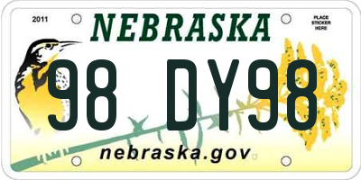 NE license plate 98DY98