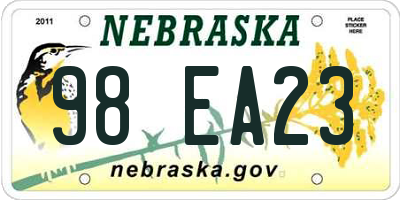NE license plate 98EA23