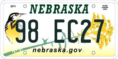 NE license plate 98EC27