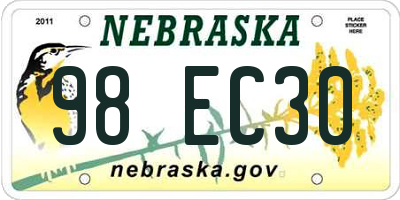 NE license plate 98EC30