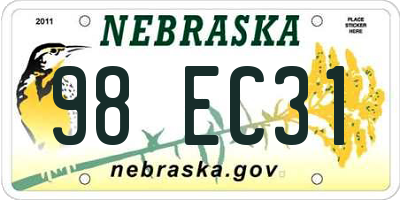 NE license plate 98EC31