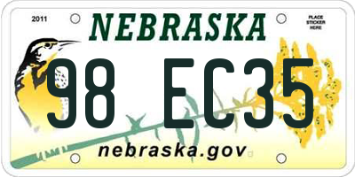 NE license plate 98EC35
