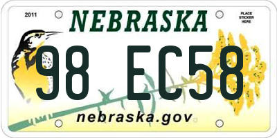 NE license plate 98EC58