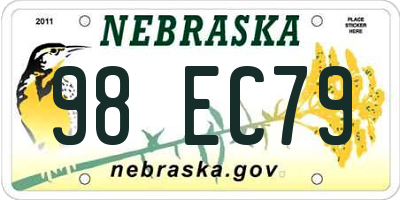 NE license plate 98EC79