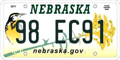 NE license plate 98EC91