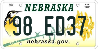 NE license plate 98ED37