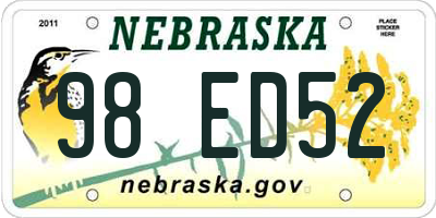 NE license plate 98ED52