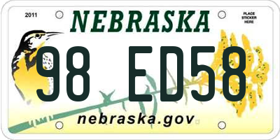 NE license plate 98ED58