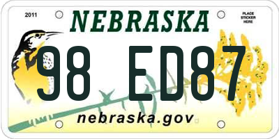 NE license plate 98ED87