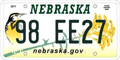 NE license plate 98EE27