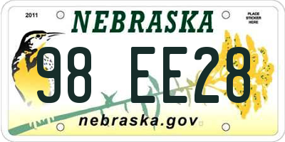 NE license plate 98EE28