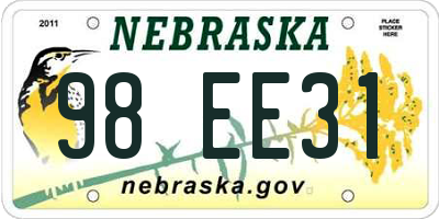 NE license plate 98EE31