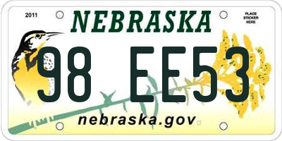 NE license plate 98EE53
