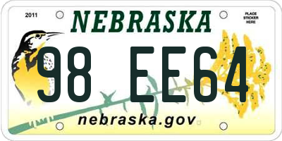 NE license plate 98EE64