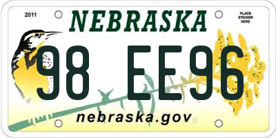 NE license plate 98EE96