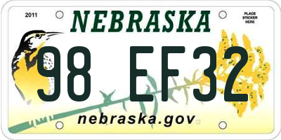 NE license plate 98EF32