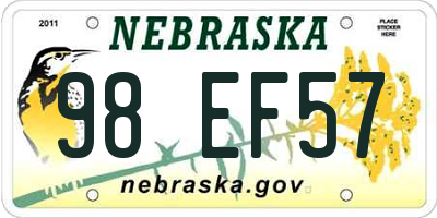 NE license plate 98EF57