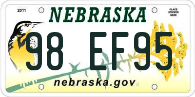 NE license plate 98EF95