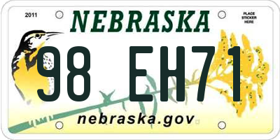 NE license plate 98EH71
