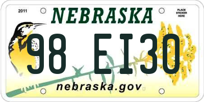 NE license plate 98EI30