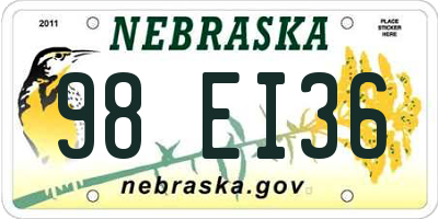 NE license plate 98EI36