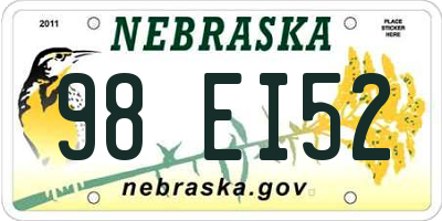NE license plate 98EI52