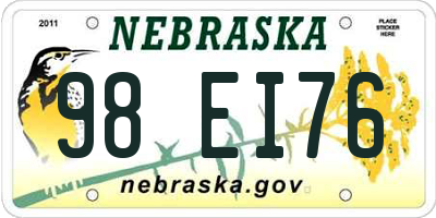NE license plate 98EI76