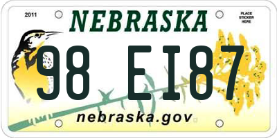 NE license plate 98EI87