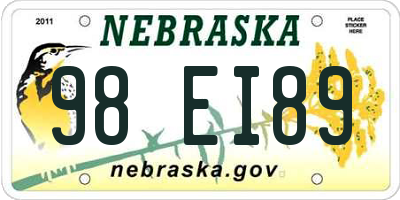 NE license plate 98EI89