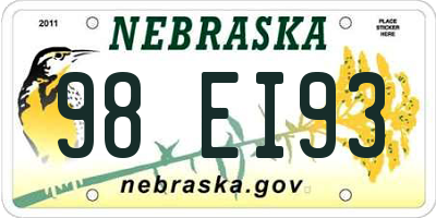 NE license plate 98EI93