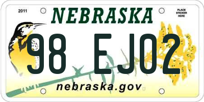 NE license plate 98EJ02