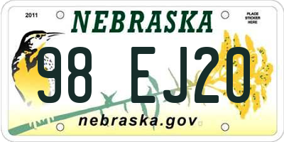 NE license plate 98EJ20