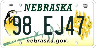 NE license plate 98EJ47