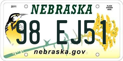 NE license plate 98EJ51