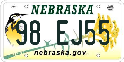NE license plate 98EJ55