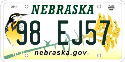 NE license plate 98EJ57