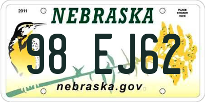 NE license plate 98EJ62