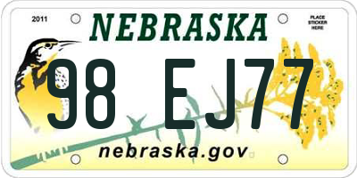 NE license plate 98EJ77