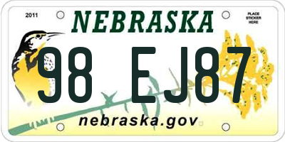 NE license plate 98EJ87