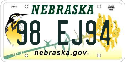 NE license plate 98EJ94