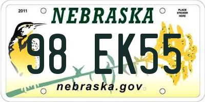 NE license plate 98EK55