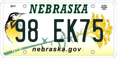 NE license plate 98EK75