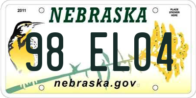 NE license plate 98EL04
