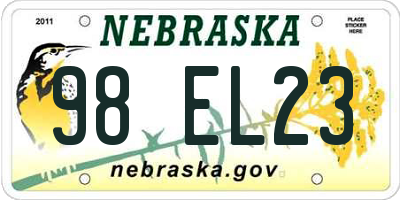 NE license plate 98EL23