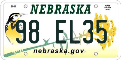 NE license plate 98EL35