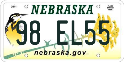 NE license plate 98EL55