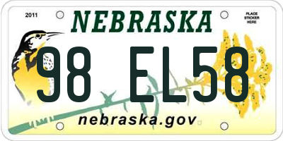 NE license plate 98EL58