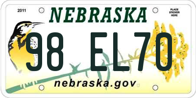 NE license plate 98EL70